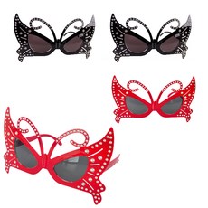 PARTYSHOW 蝴蝶水鑽眼鏡 2款, 紅色, 黑色, 2套