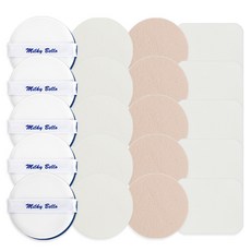 kimera 化妝綿 Rubycell 5入+方形NBR 5入+圓形NBR 膚色 5入+白色 5入組, 混色, 1套