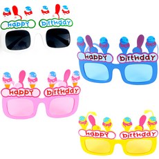 PARTYSHOW 生日冰淇淋眼鏡 4款, 藍色, 白色, 黃色, 粉紅色, 1套