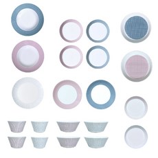 HANKOOK CHINAWARE Cozy藍粉混搭 4人份餐具組 21件組, 8種, 混合顏色