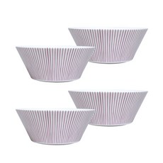 HANKOOK CHINAWARE 粉色線條餐碗 4入, 混色, 1組