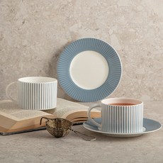 HANKOOK CHINAWARE Cozy 藍色咖啡杯 2入 + 杯墊 2入, 混合顏色, 1套