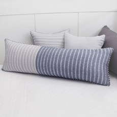 BED&DECO 線條泡泡紗長型靠枕套+靠墊, 線海軍