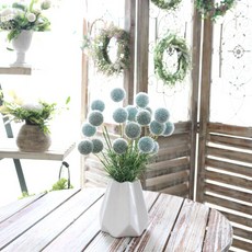 Dawoo F&G 人造迷你蔥花球莖花束 2入, 藍色, 2個