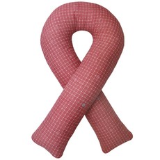 BED&DECO 格紋印花U型抱枕, 橙色/78(30)