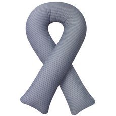 BED&DECO 條紋印花U型抱枕, 灰色