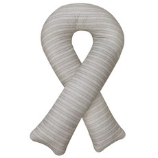 BED&DECO 條紋棉質U型抱枕, 淺褐色