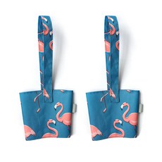 攜帶式防水環保杯袋, 藍色火烈鳥, 2個