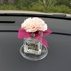 킹스브라이드 카네이션 큐빅리본 차량용 디퓨저 핑크 50ml, 일랑일랑, 1개