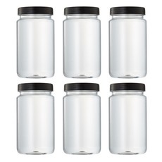 Tritan材質透明食物儲存罐+塑膠黑蓋, 500ml, 6個