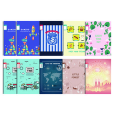 YOUNGART 封面印花小學橫線筆記本+封面印花小學聯絡簿 10件組, 隨機發貨, 1套