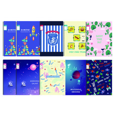 YOUNGART 封面印花小學橫線筆記本+封面印花小學日記本 10件組, 隨機發貨, 1套