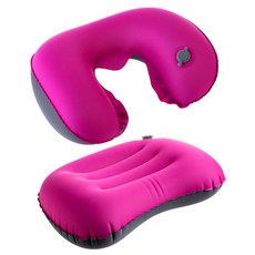 iNTRAVEL 拼色充氣頸枕靠墊組, 粉色的