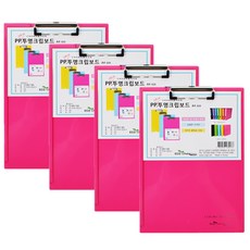 ECO Chungwoon PP 透明A4書寫板, 粉紅色, 4個