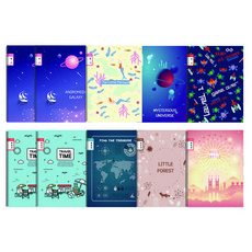 YOUNGART 封面印花小學日記本+封面印花小學聯絡簿 10件組, 隨機發貨, 1套