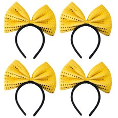 PARTYSHOW 緞帶髮箍 中, 黃色, 4個
