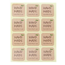 Picnic House 手工牛皮紙方形貼紙, 120個, 混合顏色