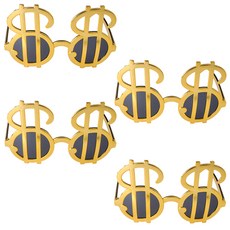 PARTYSHOW 新款黃金美元眼鏡, 混合顏色, 4個