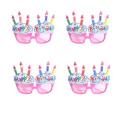 PARTYSHOW 生日杯子蛋糕眼鏡, 粉紅色, 4個