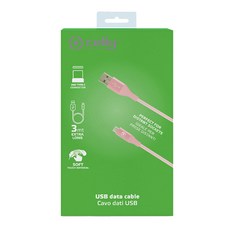 CELLY Type-C 高速充電彩色傳輸線, 3m, 粉紅色