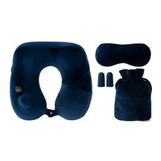 iNTRAVEL 駱駝抽氣枕頭 +眼貼 +耳塞 +小袋套組, 深藍色