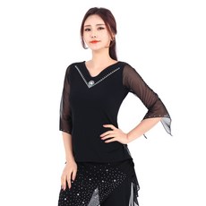 dancedome V領前水鑽T恤 LDT2500, 黑色
