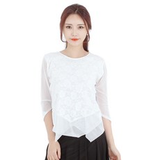 玫瑰蕾絲雙層T恤 LDT3200, 白色