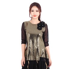 Valley批發網閃亮花朵長T LDT3800, 金子