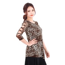 Belly批發商城 豹紋肩綁帶長版T恤 LDT3000, 豹紋2