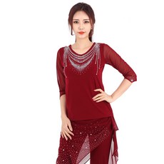 dancedome Belly批發商城 兩側綁帶T恤 LDT2800, 酒紅色