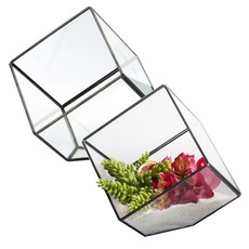 SAMHO GLASS 黑色方形懸掛植物 2p SH03501, 黑色的