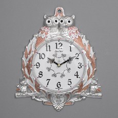 키다리시계 저소음 쌍부엉이 단면 NEW 벽시계, 은핑크