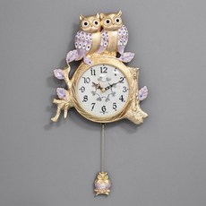 키다리시계 저소음 쌍부엉이 추 벽시계, 금보라