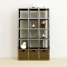 큐빅스 미니 진열장 5X3 + 서랍함3 BK, 블랙