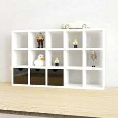 큐빅스 미니 진열장 5X3 + 서랍함3 BK, 화이트