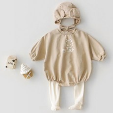 Mom's care 小狗印花長袖包屁衣套裝+帽子 G045BCBA078