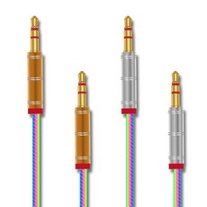 칼론 무지개 스프링 AUX 스테레오케이블 2p, APC-A21, 골드, 실버, 2개
