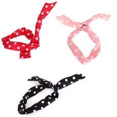 PARTYSHOW 飄飄圓點圍巾3件組, 紅色 + 粉紅色 + 黑色, 1套