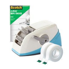 3M Scotch 一鍵式膠帶台 + 2款膠帶補充裝 + 18mm補充裝6入, 藍色, 1套