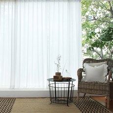 MAISONTEXTILE 褶皺雪紡窗簾, 白色的