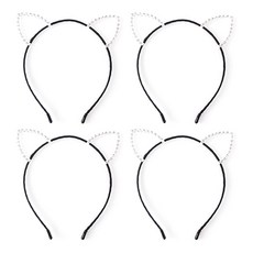 PARTYSHOW 水鑽貓耳髮箍, 白色, 4個