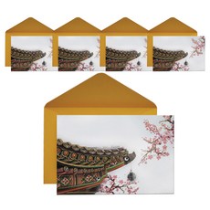 From&To T219-2 桃園賀年卡 祝賀感謝卡 5入 + 信封 5入 + 內頁紙 5入, 混合顏色, 1套