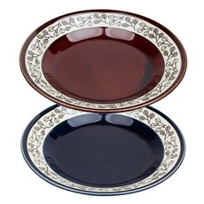 Aika 簡約義大利麵餐盤 2入, 海軍藍, 棕色, 1套