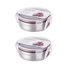 스텐락 클래식 원형 스텐 밀폐용기, 2개, 700ml
