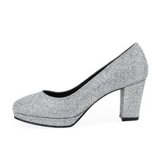 Dangolunni 女款亮粉粗跟高跟鞋 7cm