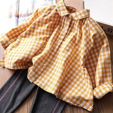 Contikids 女童格紋氣球長袖襯衫