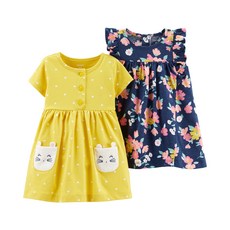 carter's 女童圖案印花針織連身裙套裝 2入