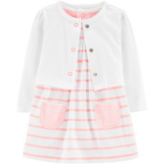 카터스 베이비 여아용 2p 바디수트 드레스 + 가디건 세트