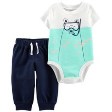 카터스 베이비 남아용 폴라 베어 바디수트 팬츠 2p 세트