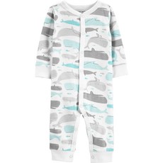 카터스 남아용 웨일 스냅 단추 면 풋리스 슬립 & 플레이